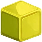 a yellow plastic cube with a white background.jpg